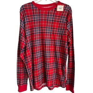 Wondershop Target Plaid Crewneck Sleepwear Shirt Mens Medium TALL Red Blue NWT